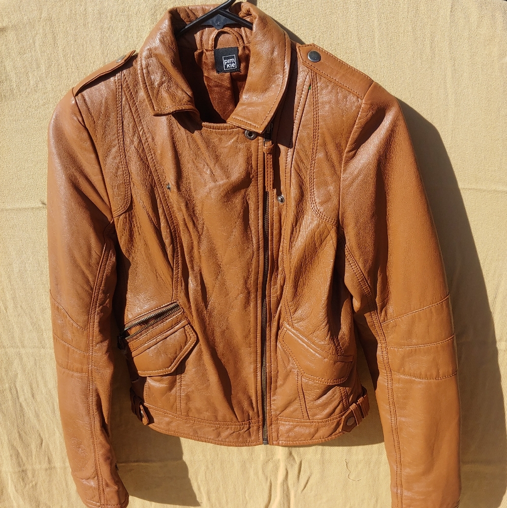 Tan 100% Sheep Leather Retro Boho Jacket